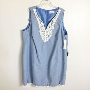 Eliza J New Plus Size Dress 22W Light Blue embroidered Summer Dress New
